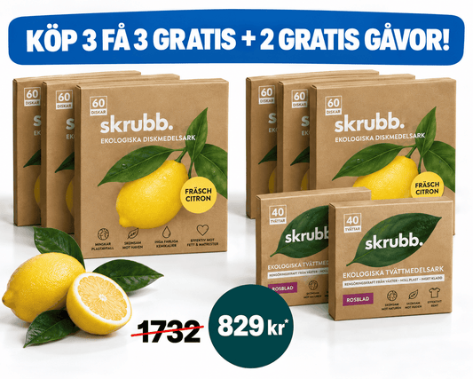 Diskmaskinsark – 2 för 1 + 2 GRATIS Tvättmedel